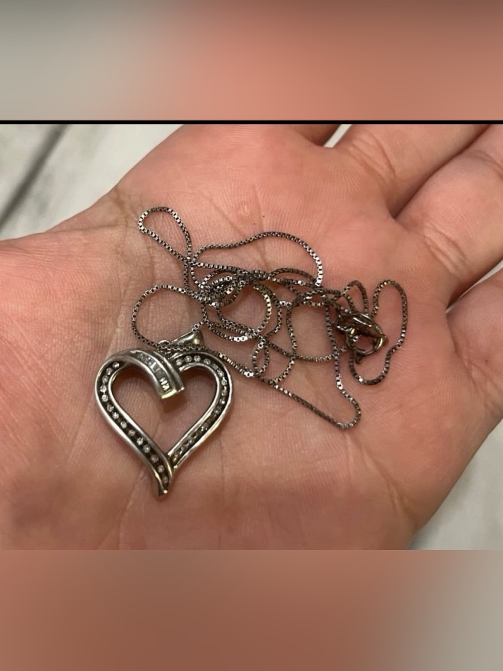 925 silver necklace with heart and diamonds pendant